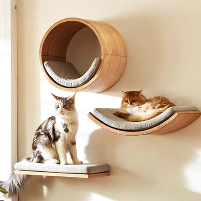 Soft Cushioned Wall Mounted Cat Shelves Indoor Cat Climbing Furniture Perch & Bed for Kittens/Adult Cats Sleeping & Playing